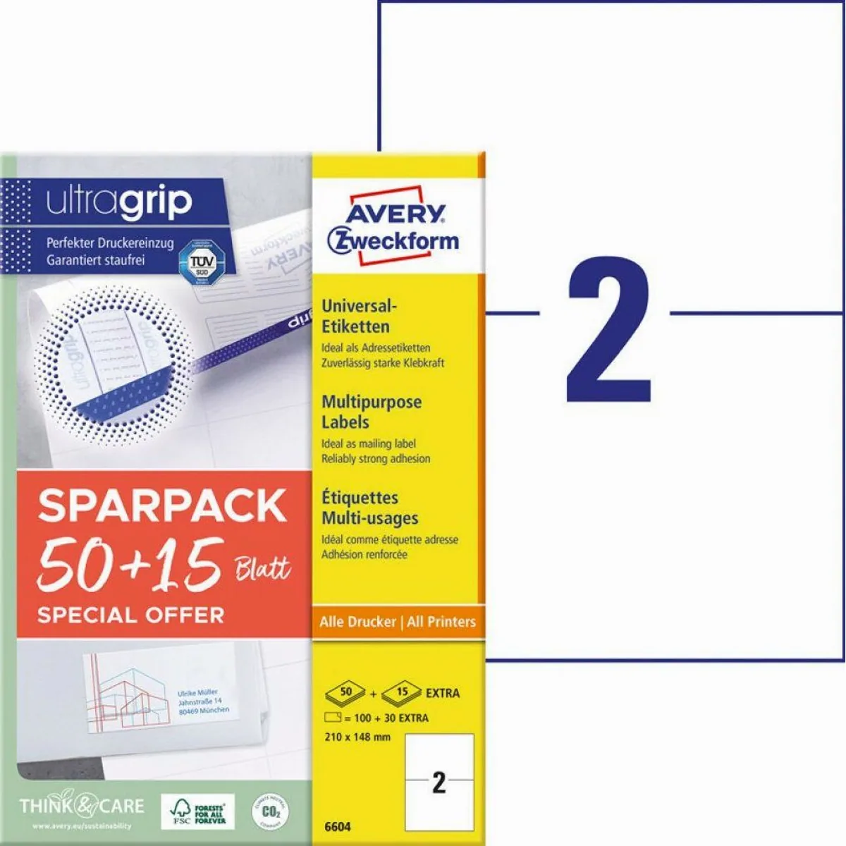 Avery Zweckform Etiketten 6604, 130 Stück, 210 x 148 mm