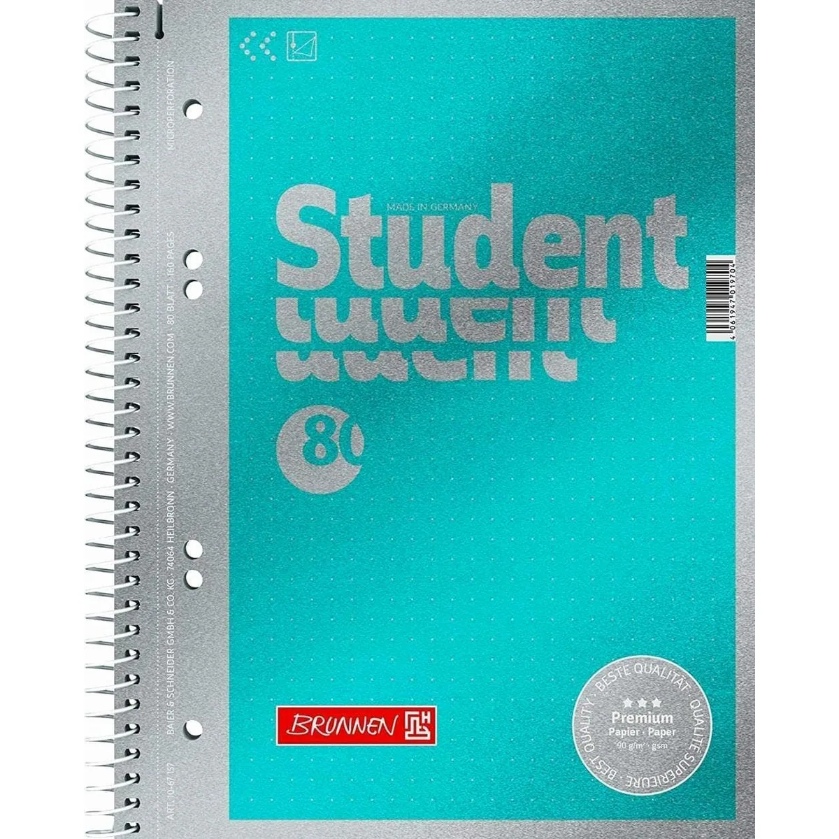 Brunnen Collegeblock A5 dotted, ideal für Studium und Beruf — 80 Blatt, praktische Dots, hochwertiges Papier
