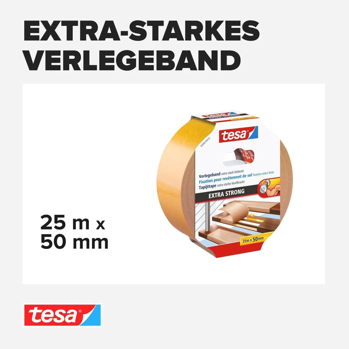 tesa Doppelklebeband EXTRA STRONG, starke Haftung, vielseitig einsetzbar