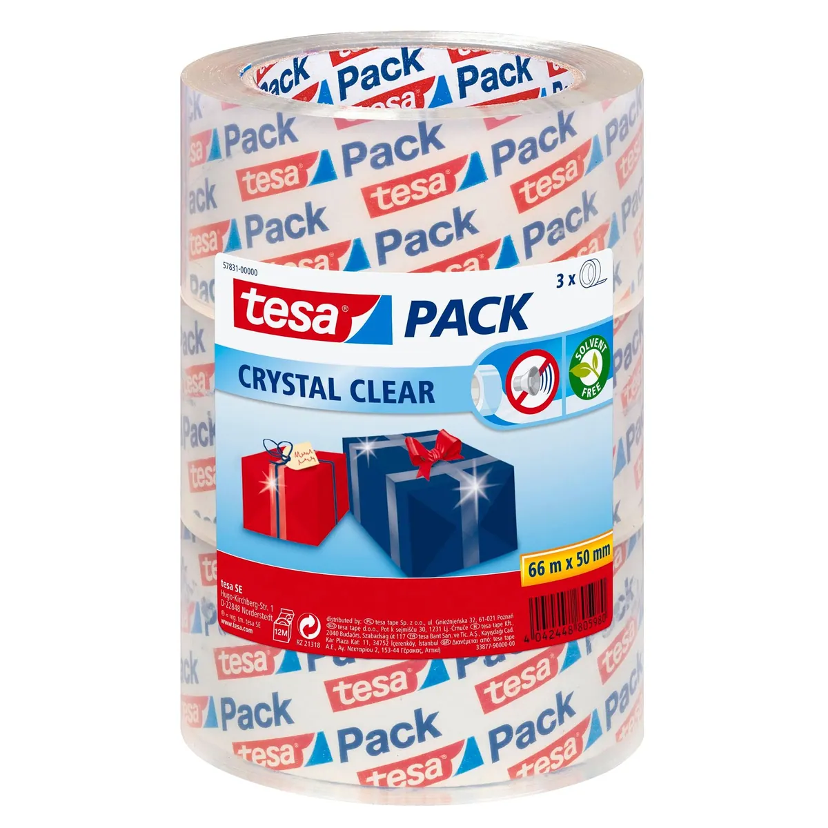 tesa tesapack Packband, transparent, 3 Rollen, 66 m x 50 mm