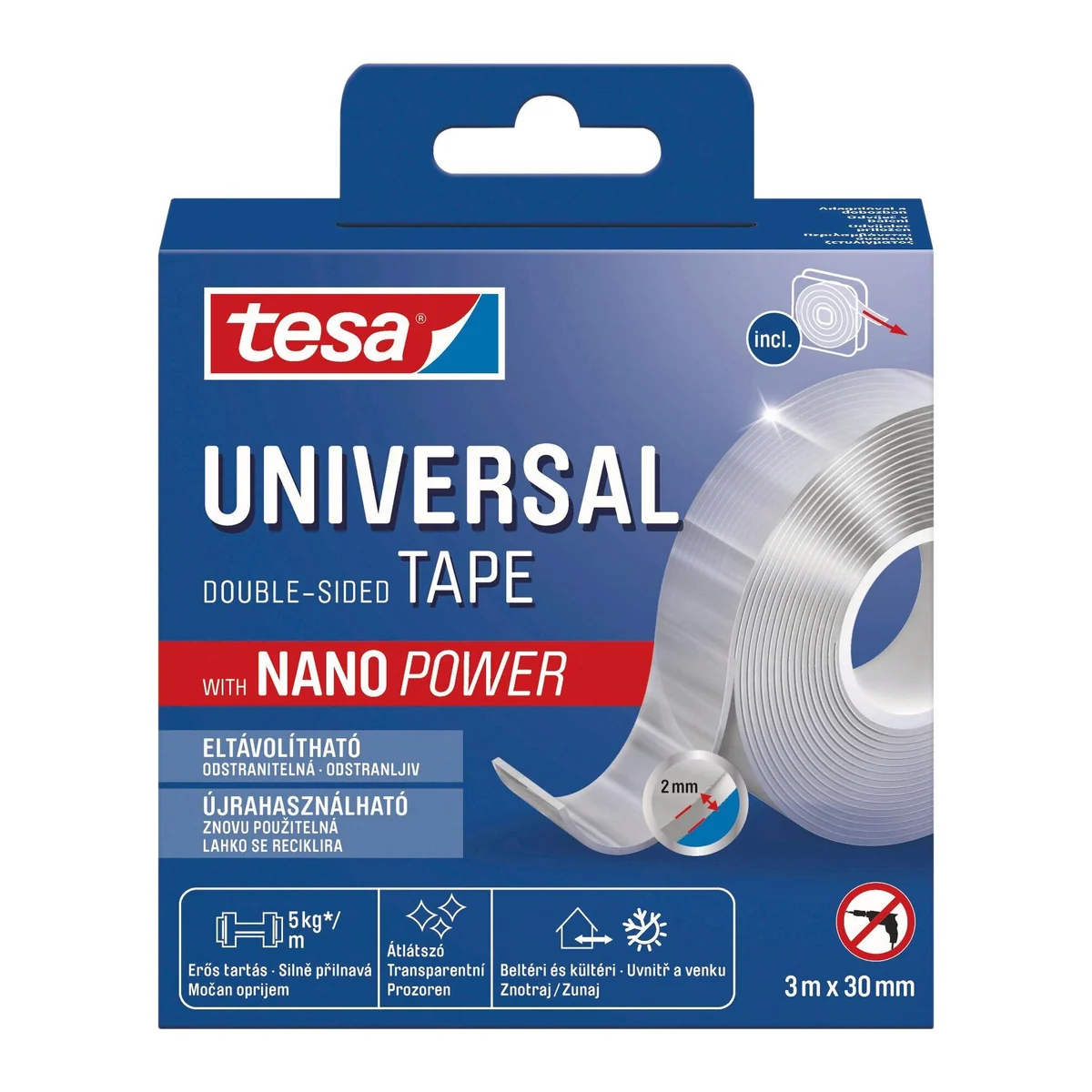 tesa Doppelklebeband Universal Tape, doppelseitig, transparent, extra stark