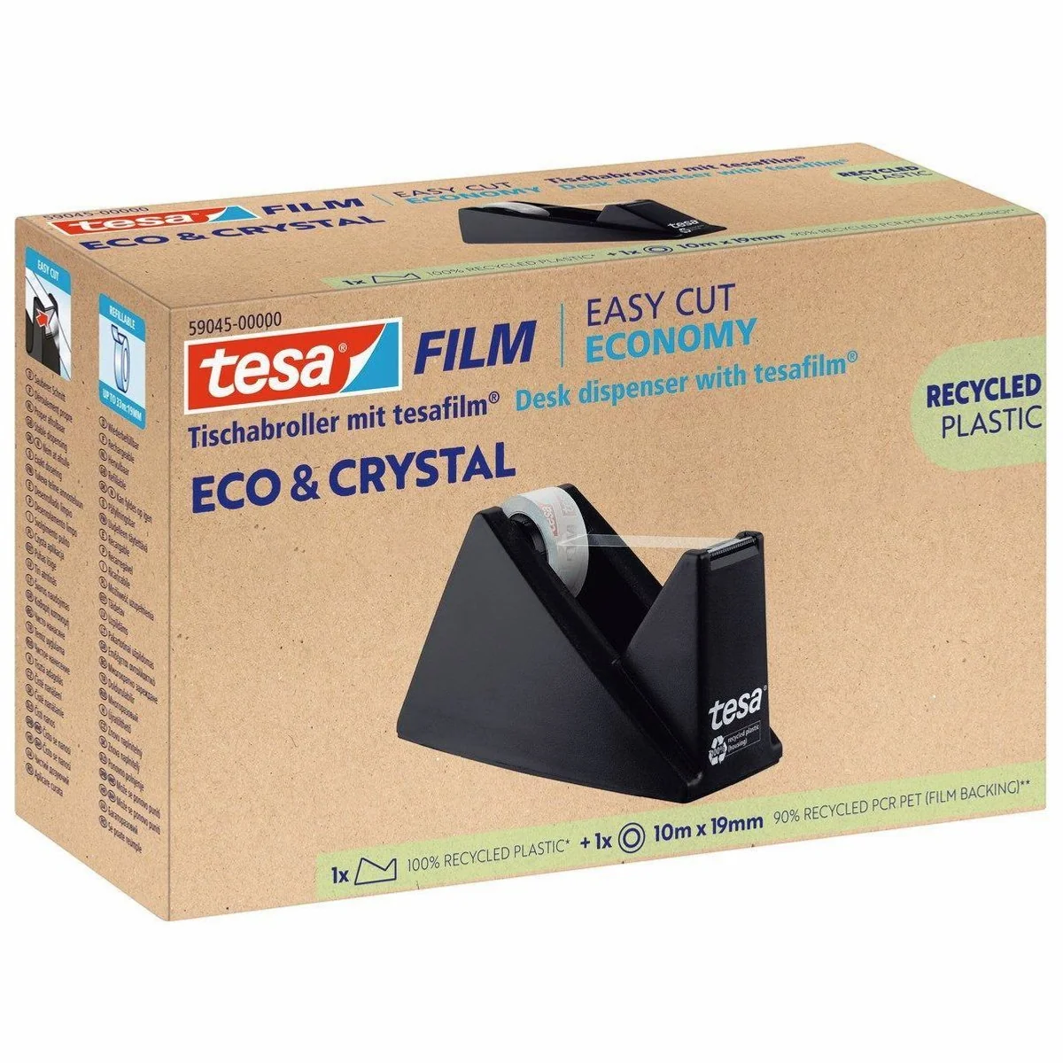 tesa Klebeband ECO & CRYSTAL, 10m x 19mm, im Tischabroller