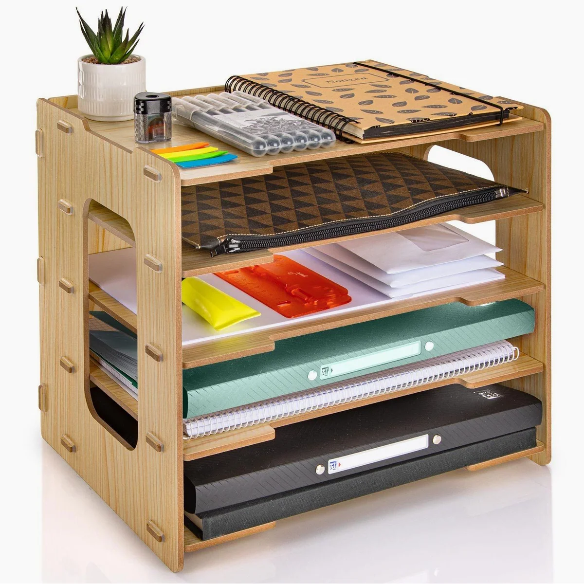 Bambus Dokumentenhalter, stilvoller Schreibtisch-Organizer für Zuhause & Büro