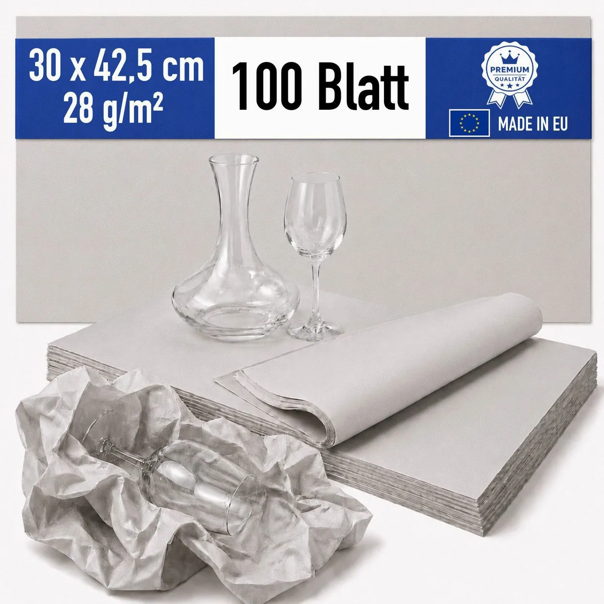 Seidenpapier Bögen 30x42,5cm, weich & staubarm, ideal für Umzüge