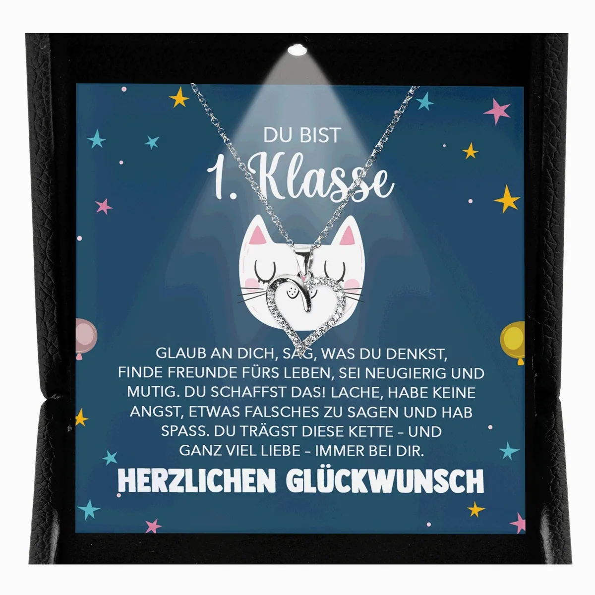 Schmuckset zur Einschulung, Halskette aus Silber 925, Geschenkset für Mädchen