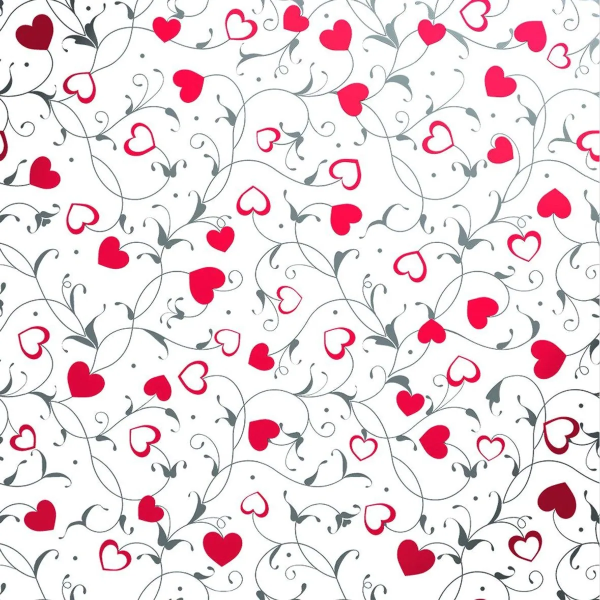 Geschenkpapier Herzen & Ranken, Metallicdruck, 5 m Röllchen