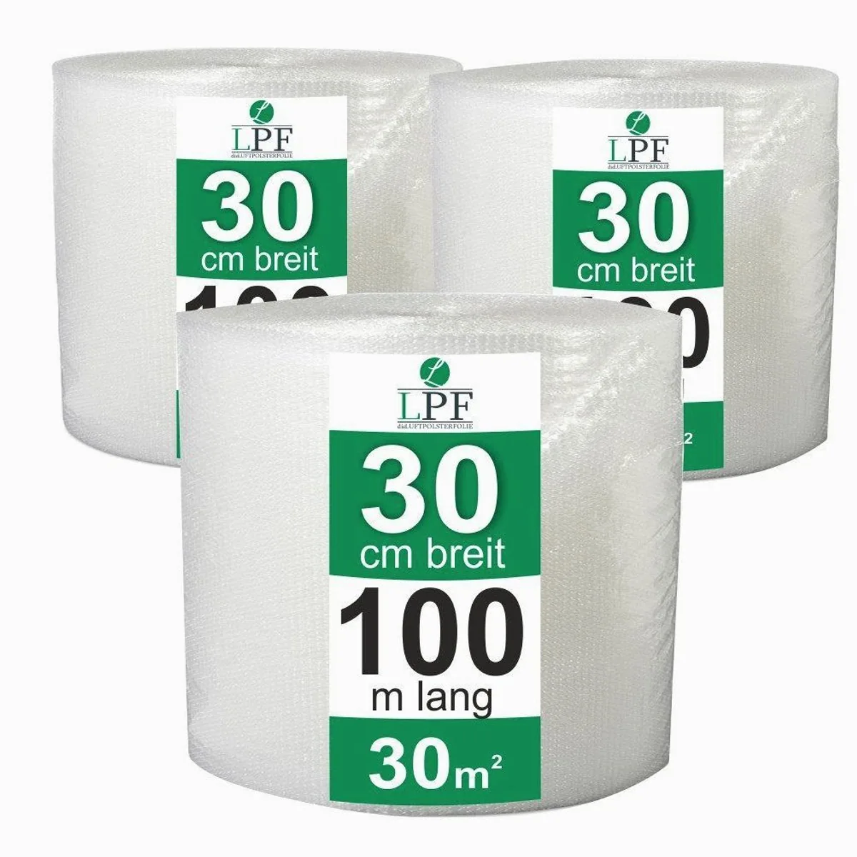Luftpolsterfolie Rolle, 30 cm breit, 100 m lang — optimaler Schutz für empfindliche Gegenstände